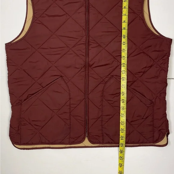 J. Crew Men's Quilted Vest - Deep Red L
